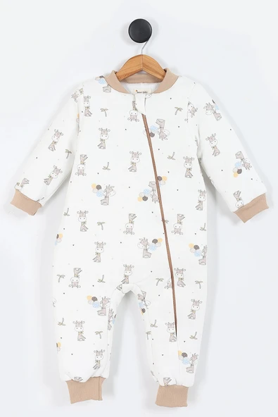 Zürafa Desenli Astarlı Uzun Kollu Pamuklu Kışlık Çocuk Erkek Bebek Uyku Tulumu 2.5 Tog 2 3 4 5 6 Yaş - 9