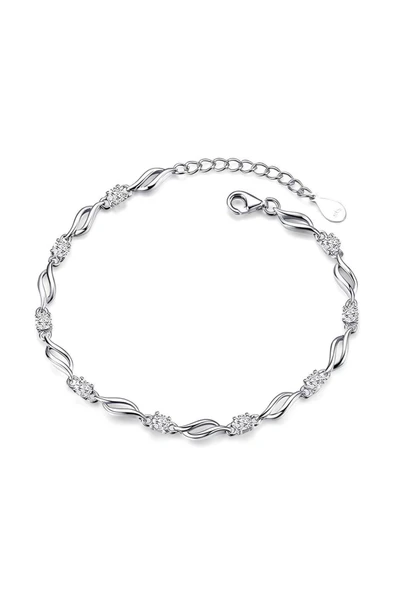 925 Ayar Gümüş Taşlı Ayarlanabilir Kadın Bileklik - Resim 4