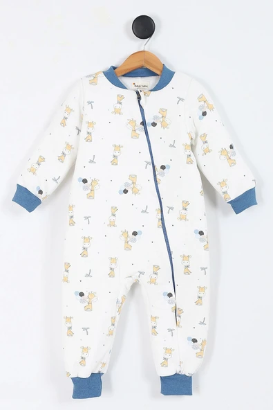 Zürafa Desenli Astarlı Uzun Kollu Pamuklu Kışlık Çocuk Erkek Bebek Uyku Tulumu 2.5 Tog 2 3 4 5 6 Yaş - 5