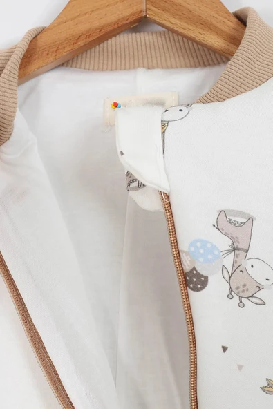 Zürafa Desenli Astarlı Uzun Kollu Pamuklu Kışlık Çocuk Erkek Bebek Uyku Tulumu 2.5 Tog 2 3 4 5 6 Yaş - 10