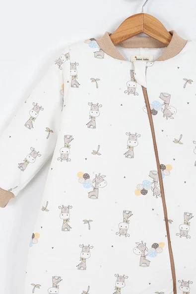 Zürafa Desenli Astarlı Uzun Kollu Pamuklu Kışlık Çocuk Erkek Bebek Uyku Tulumu 2.5 Tog 2 3 4 5 6 Yaş - 11