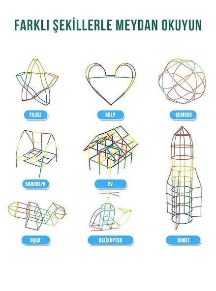 Kutulu Bambu Çubuklar (16 cm) 300 Parça (180 Parça Çubuk 120 Parça Birleştirici ) - 4