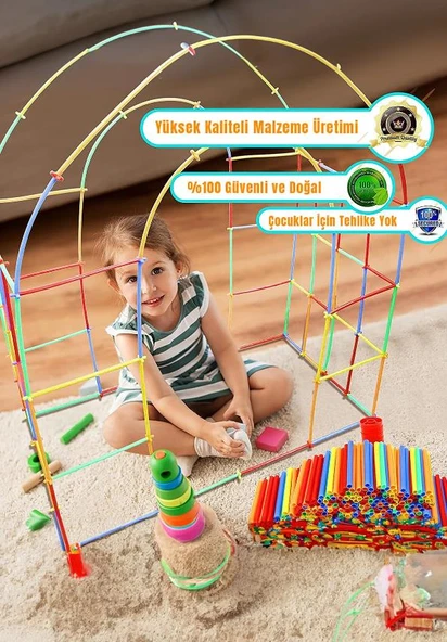 Kutulu Bambu Çubuklar (16 cm) 300 Parça (180 Parça Çubuk 120 Parça Birleştirici ) - 3