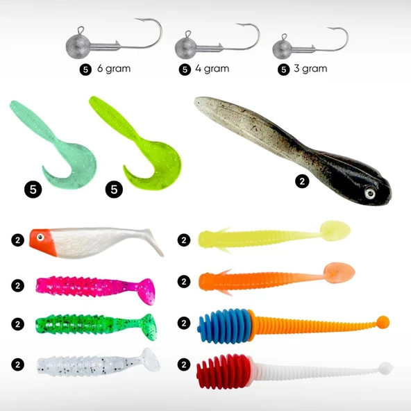 Silikon LRF Yem Seti - 44 Parça - Yem Kutulu - Fishack (2002) - Resim 2