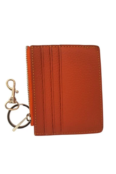 OLLEVRA Turuncu Hakiki Deri Kartlık & Anahtarlık – Çok Bölmeli, Fermuarlı Erkek / Kadın - Resim 7