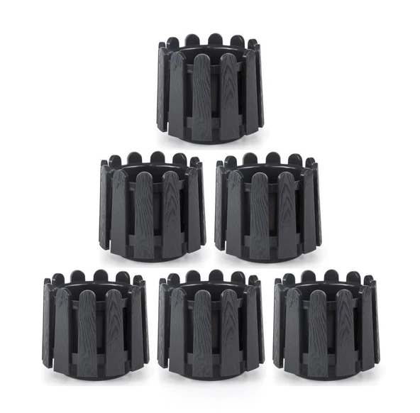 Omnipazar SO-İS03 İstanbul Dekoratif Yuvarlak Saksı 6,6 lt Antrasit 6 Adet ürün görseli