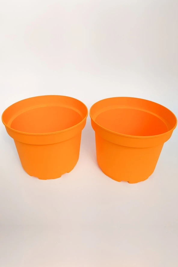 19 cm Kaktüs Sukulent Saksısı 2 Adet Turuncu Tekpar Dekoratif Plastik Saksı Bol Drenaj Deliği