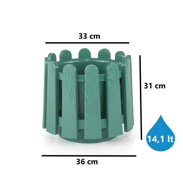 Omnipazar SO-İS04 İstanbul Dekoratif Yuvarlak Saksı 14,1 lt Yeşil 6 Adet - Resim 2