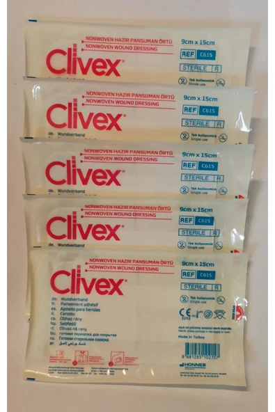 Clivex 9x15 cm Steril Hazır Pansuman Yara Örtüsü 25 Adet Non Woven ürün görseli 1