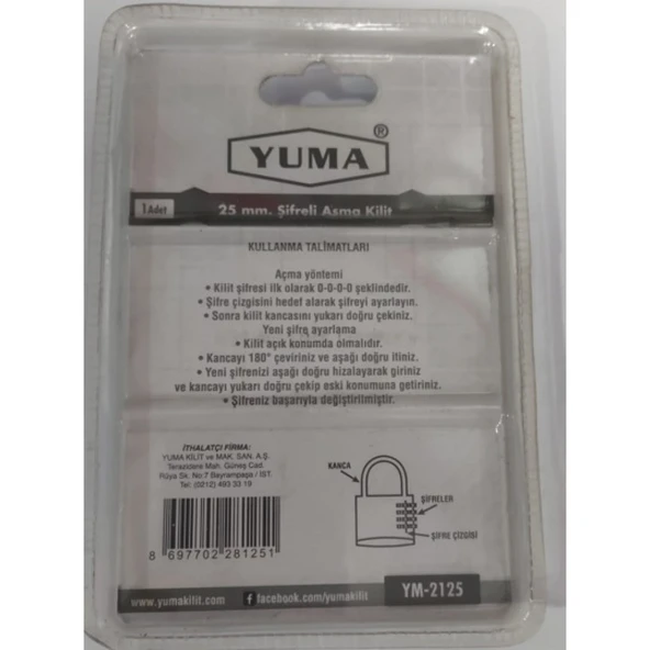 Şifreli Pirinç Asma Kilit 25 Mm - Resim 2
