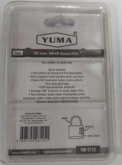 Şifreli Pirinç Asma Kilit 25 Mm - Resim 5