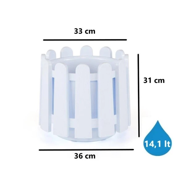 Omnipazar SO-İS04 İstanbul Dekoratif Yuvarlak Saksı 14,1 lt Kirli Beyaz 6 Adet - Resim 2