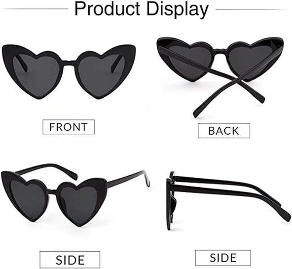 Siyah Renk Kalp Şekilli Parti Gözlüğü 15x5 Cm - Resim 3