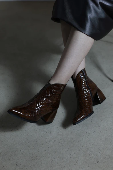 Hakiki Deri  Kadın Kalın Topuklu Bot 064SZA805 - Resim 11