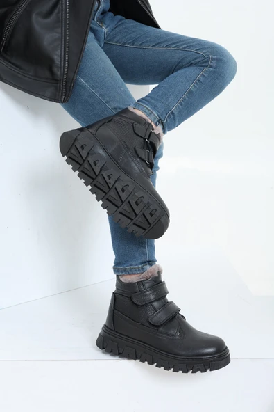 Hakiki Deri Kürklü  Unisex Çocuk Klasik Bot 770KXA107 - Resim 2