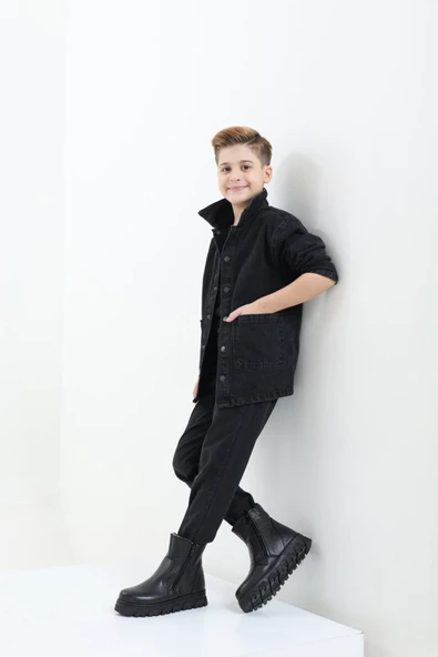 Hakiki Deri Kürklü  Unisex Çocuk Klasik Bot 770KXA107 - Resim 7