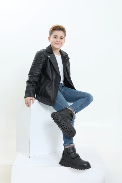 Hakiki Deri Kürklü  Unisex Çocuk Klasik Bot 770KXA107 - Resim 5