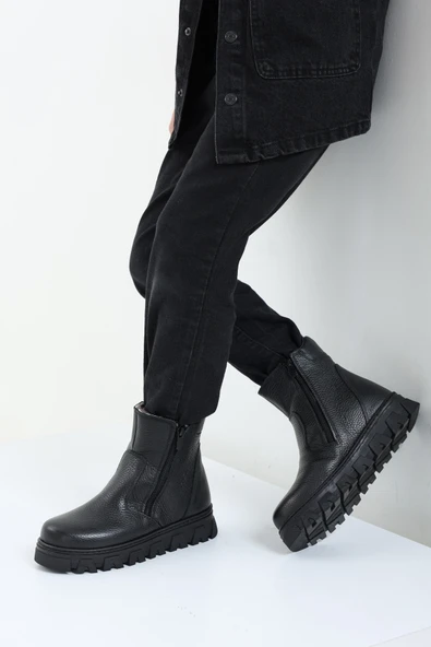 Hakiki Deri Kürklü  Unisex Çocuk Klasik Bot 770KXA107 - Resim 6