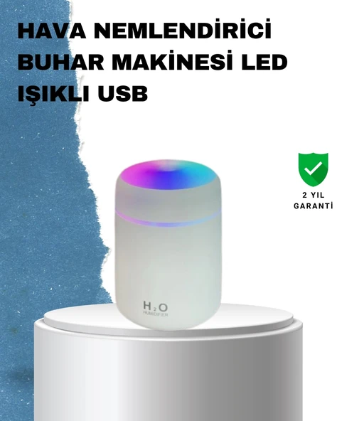ABS Gövdeli 300ml USB Nemlendirici – Beyaz, Gri, Pembe Renk ürün görseli 1