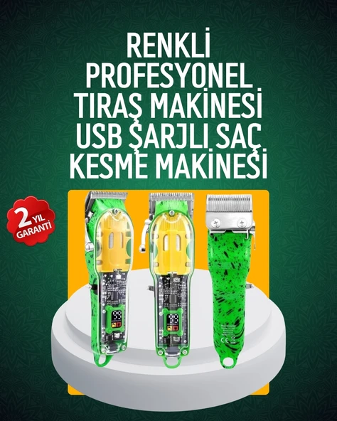 USB Şarjlı Şeffaf Gövdeli Saç Kesme Cihazı ürün görseli 1