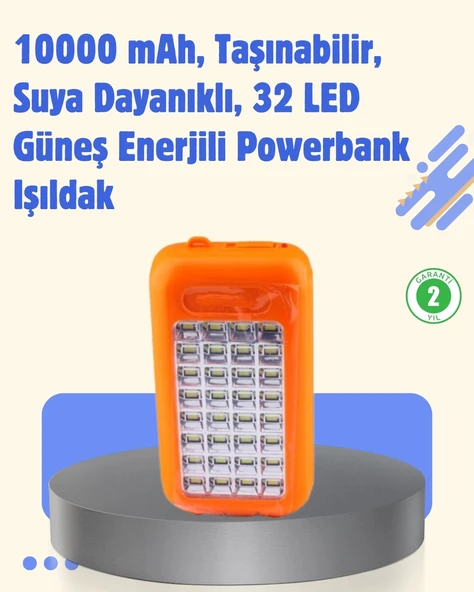 Gold Silver GS-875 Güneş Enerjili Powerbank ve 32 LED Işıldak ürün görseli 1