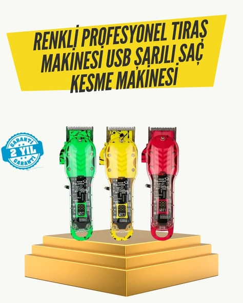 . Sessiz Motorlu Titanyum Bıçaklı Saç ve Sakal Kesme Makinesi ürün görseli 1