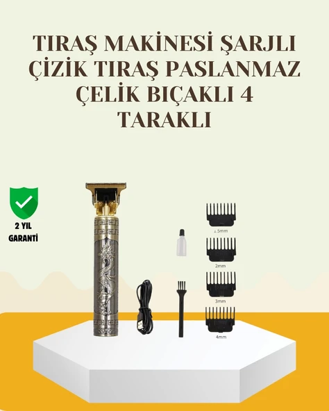 Şarjlı Titanyum Bıçaklı Saç ve Sakal Kesme Makinesi ürün görseli 1