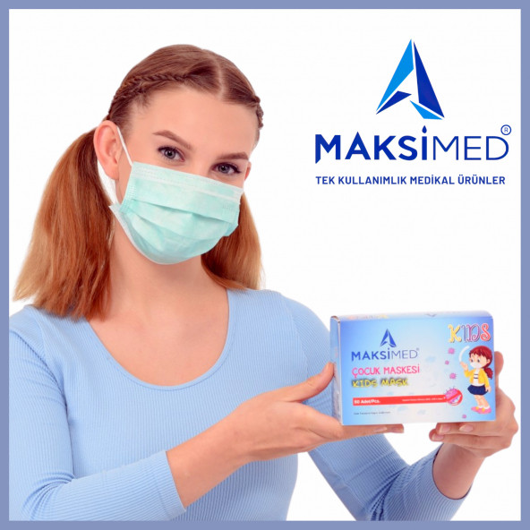 Maksimed Çocuk Pembe 3 Katlı Meltblownlu Burun Telli Cerrahi Maske - 50'li Kutu