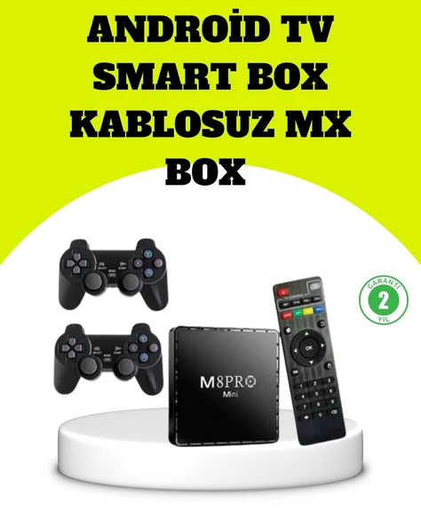 M8Pro Android TV Box ve Retro Oyun Konsolu 64GB ürün görseli 1