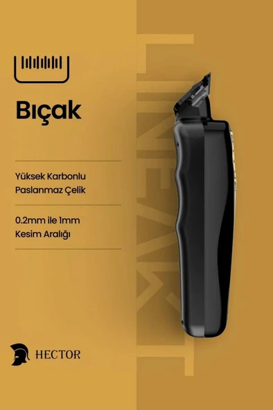 Hector Linear T Saç Sakal Sıfırlama ve Çizim Makinesi 11.200 RPM Gold-Siyah - 5