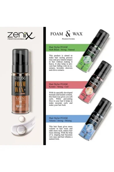 Zenix Saç Köpüğü Foam Wax Güçlü Hacim Parlak Görünüm 150 Ml 2 Numara - 4