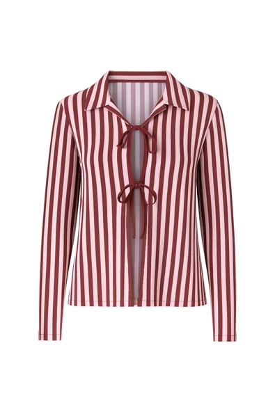 3'lü  Çizgili Pamuklu  Pijama Takımı - Resim 2