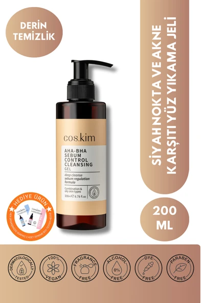 Aha & Bha Içeren Sebum Dengeleyici Gözenek Arındırıcı Temizleme Jeli 200 ml | Karma - Yağlı Ciltler