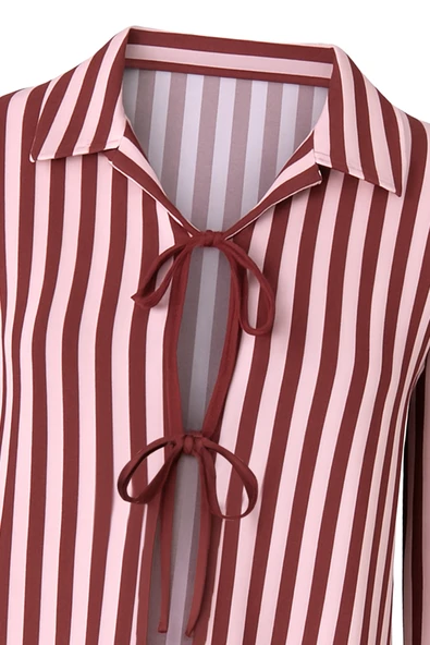 3'lü  Çizgili Pamuklu  Pijama Takımı - Resim 5