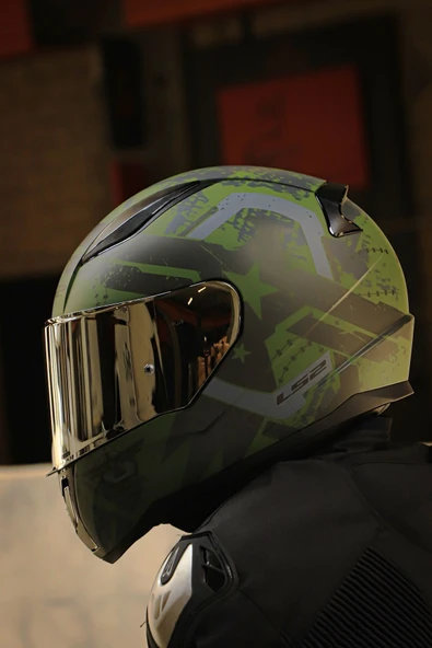 LS2 RAPID 2 THUNDER BIRDS MAT YEŞİL-SİYAH-GRİ KASK - Resim 8
