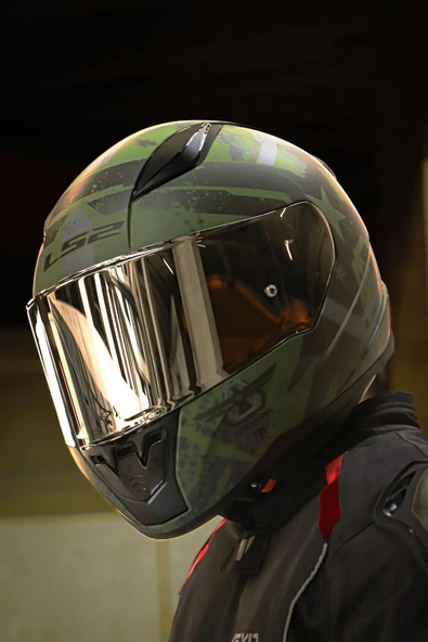 LS2 RAPID 2 THUNDER BIRDS MAT YEŞİL-SİYAH-GRİ KASK - Resim 2