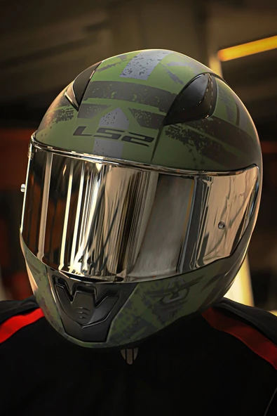 LS2 RAPID 2 THUNDER BIRDS MAT YEŞİL-SİYAH-GRİ KASK - Resim 6