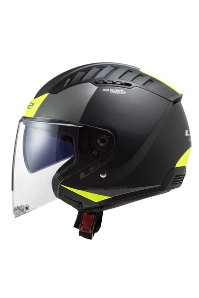 LS2 COPTER 2 URBANE MAT SİYAH-NEON SARI KASK - Resim 3