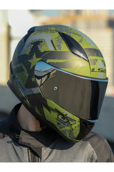 LS2 RAPID 2 THUNDER BIRDS MAT YEŞİL-SİYAH-GRİ KASK - Resim 3