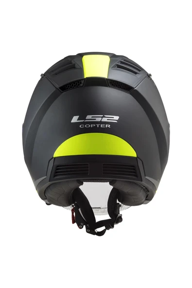 LS2 COPTER 2 URBANE MAT SİYAH-NEON SARI KASK - Resim 2