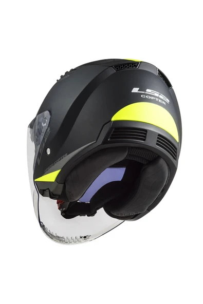 LS2 COPTER 2 URBANE MAT SİYAH-NEON SARI KASK - Resim 5