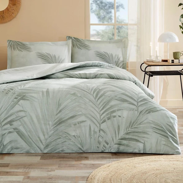 Özdilek Çift Kişilik Ranforce Nevresim Takımı Ligne Ravenea Yeşil