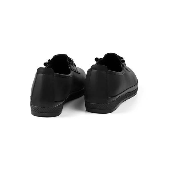 Kadın Siyah Ortopedik Anne Ayakkabısı - Rahat Kaymaz Taban, Bağcıklı Günlük Yürüyüş Ayakkabısı - Resim 2