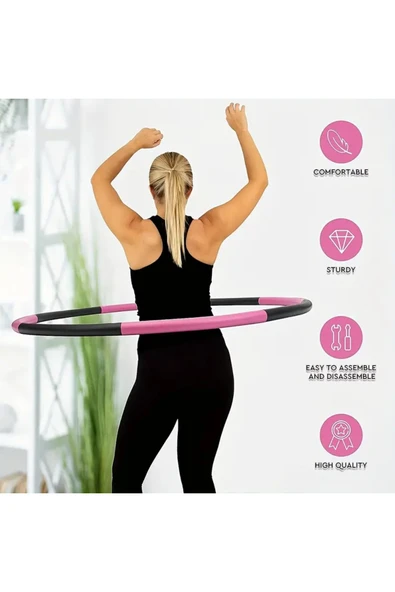 HEPİTOP 8 Parçalı Ayarlanabilir Ağırlıklı Hula Hoop – 1 kg, 72/85/95 cm Wellness Hoop Egzersiz Çemberi - 4