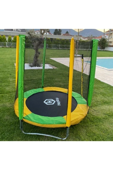 HEPİTOP 140 Cm Ev Tipi File Korumalı Katlanabilir Büyük Boy Fileli Çocuk Trambolini - 1