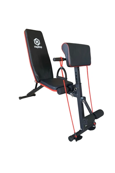 HEPİTOP Hepitop Mekik Sehpası Ayarlanabilir Sırt Desteği, Direnç Lastiği, Çok Amaçlı Egzersiz Bench Sehpası - 1
