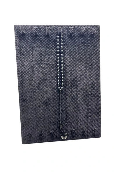 Keten Kumaş Siyah Renk 35/25 Cm Ayaklı Tırnaklı Tesbih Yüzük Kombin Sergileme Standı - 3