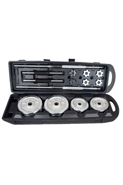 HEPİTOP Çantalı Döküm Demir Plaka Dambıl Seti 50 Kg Krom Dumbbell Set ürün görseli