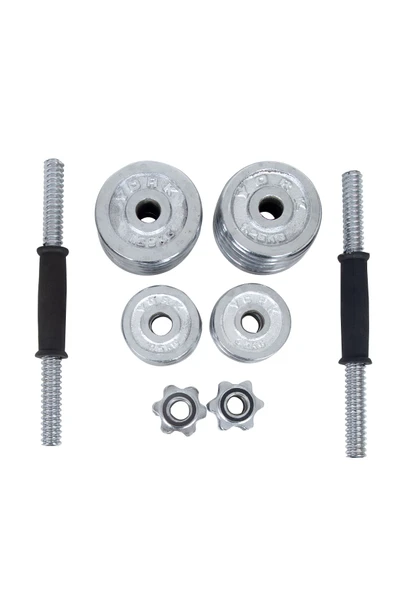 HEPİTOP Çantalı Döküm Plaka Dambıl Seti 15 Kg Krom Dumbbell Set - 4