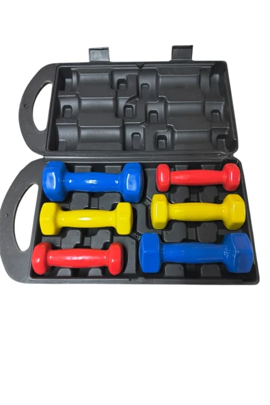 HEPİTOP 6 Kg Vinly Kaplı Dipping Dumbbell Set Kadınlar İçin Çantalı Dambıl Set 0,5 kg, 1 Kg, 1,5 kg - 3